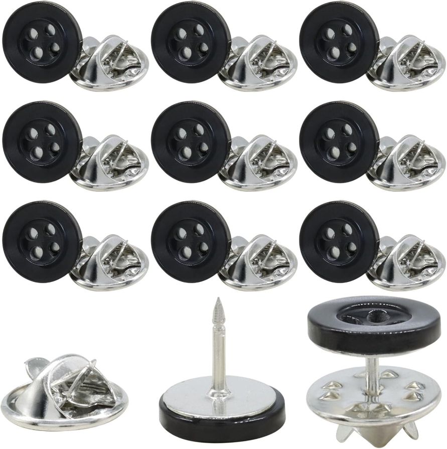 10 Set 11.5mm/0.45" with 4-Hole Resin Cover up Buttons No Sewing Shirt Buttons Detachable Reusable Multi-Purpose for Clothes (Black)