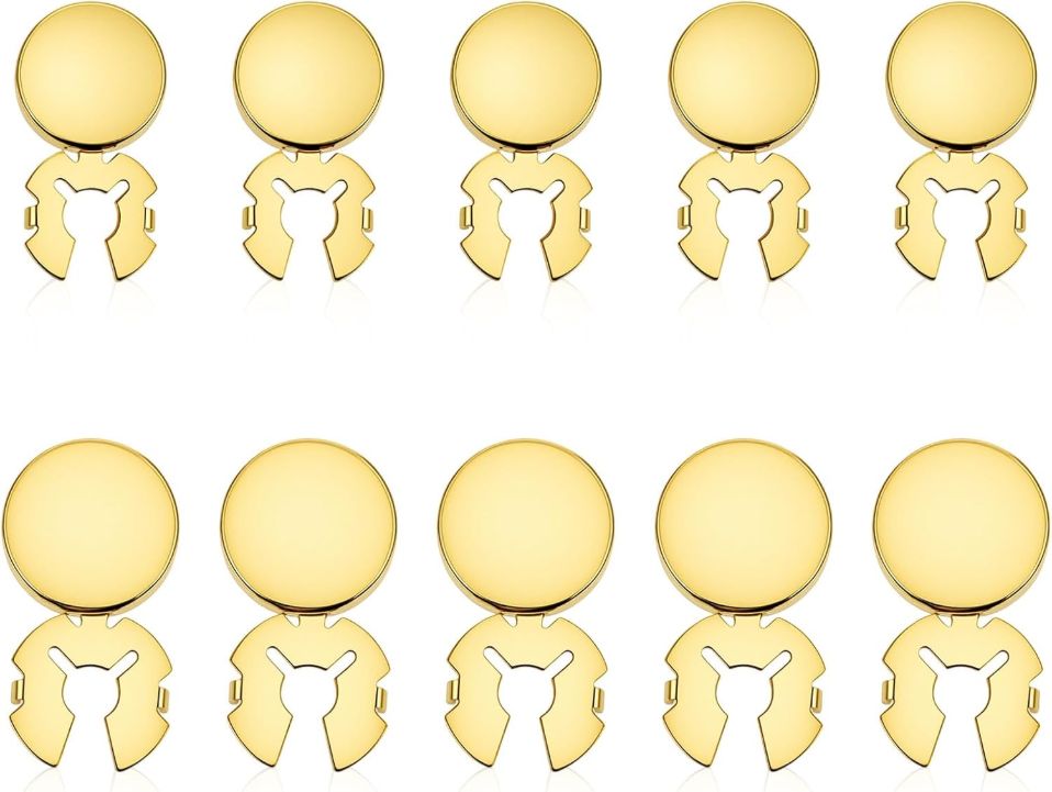 10Pcs Gold Button Covers for Women,Round Clip-On Button Cover Cufflinks Kit for Men Dress Shirts, 2 Sizes Buttons Covers for Jeans, Formal Business,Cufflinks (Diameter 0.89 inch,0.79 inch)